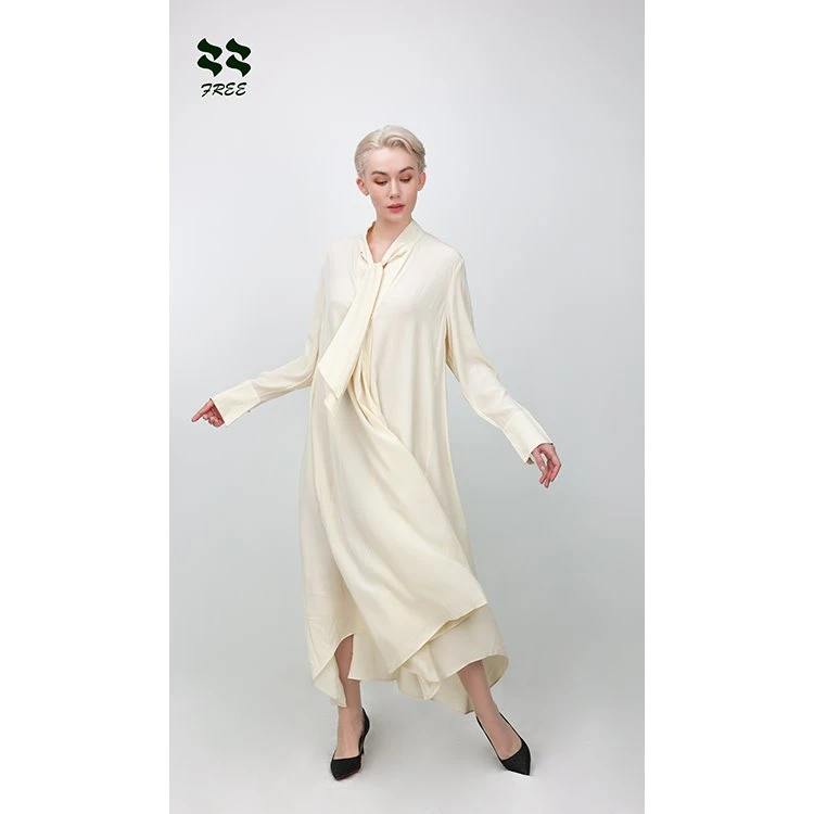 Casual Plus Size Maxi Scarf Beach Dress Long Sleeve