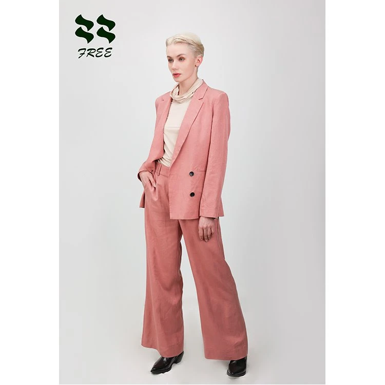 Pink Blazer Jacket With Long Sleeve And Suit Pants