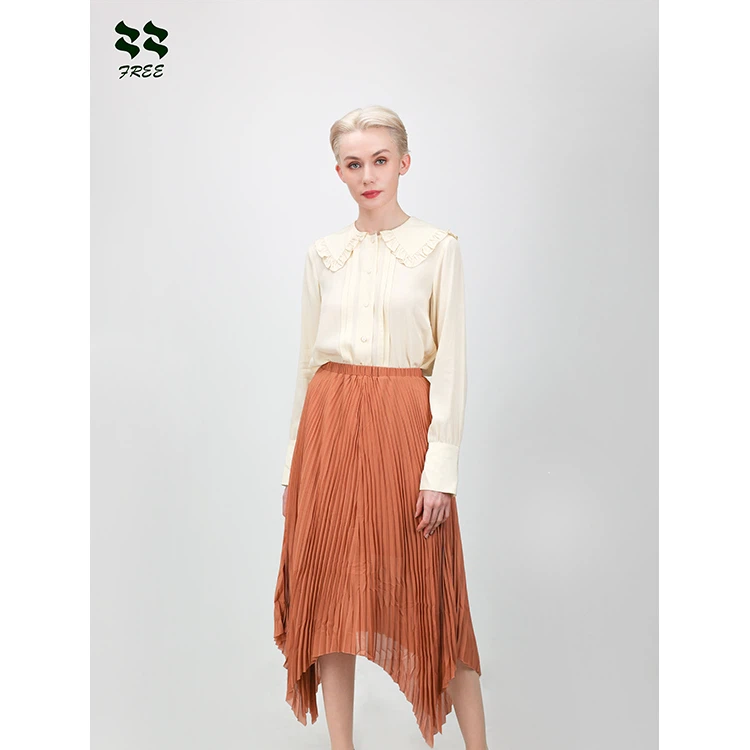 Pleated Polyester Full Maxi Voluminous Skirt