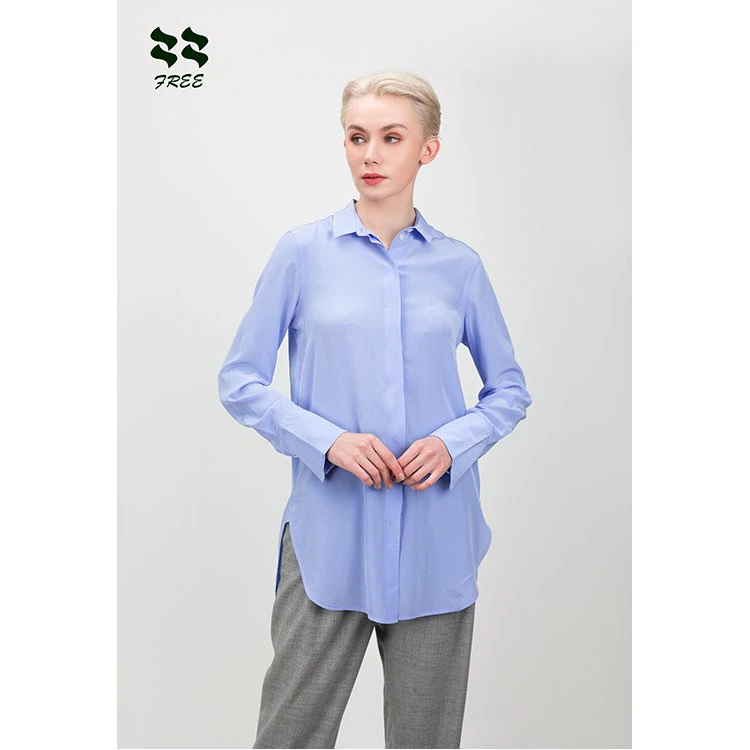 Round Hem Blouse With Side Slit