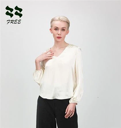 Long Sleeve V Neck Silk Blouse Supplier